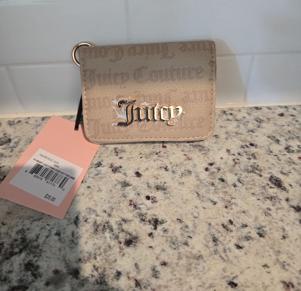 Juicy Couture Café Card Case Key Fob • Gold Logo - Picture 2 of 11